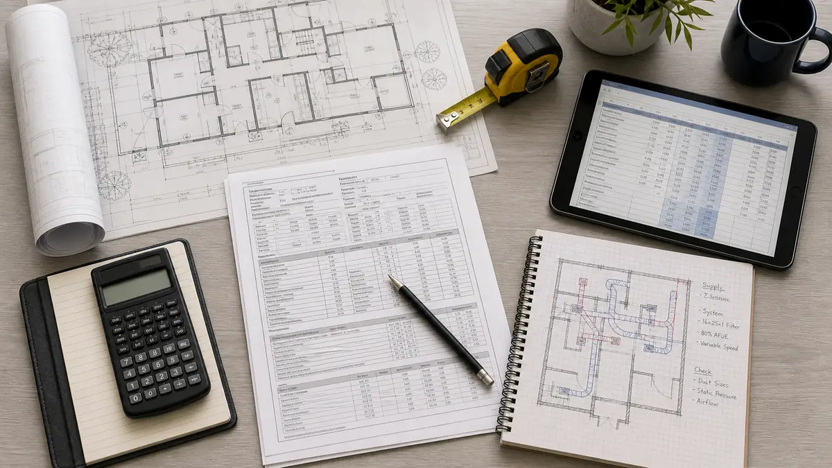 HVAC load calculation inputs for sizing an Arcadia foothill home